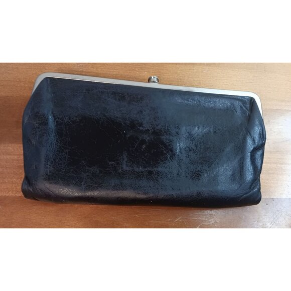 Hobo International Black Leather Wallet Clutch, Kisslock, Double Frame R… - Picture 2 of 5